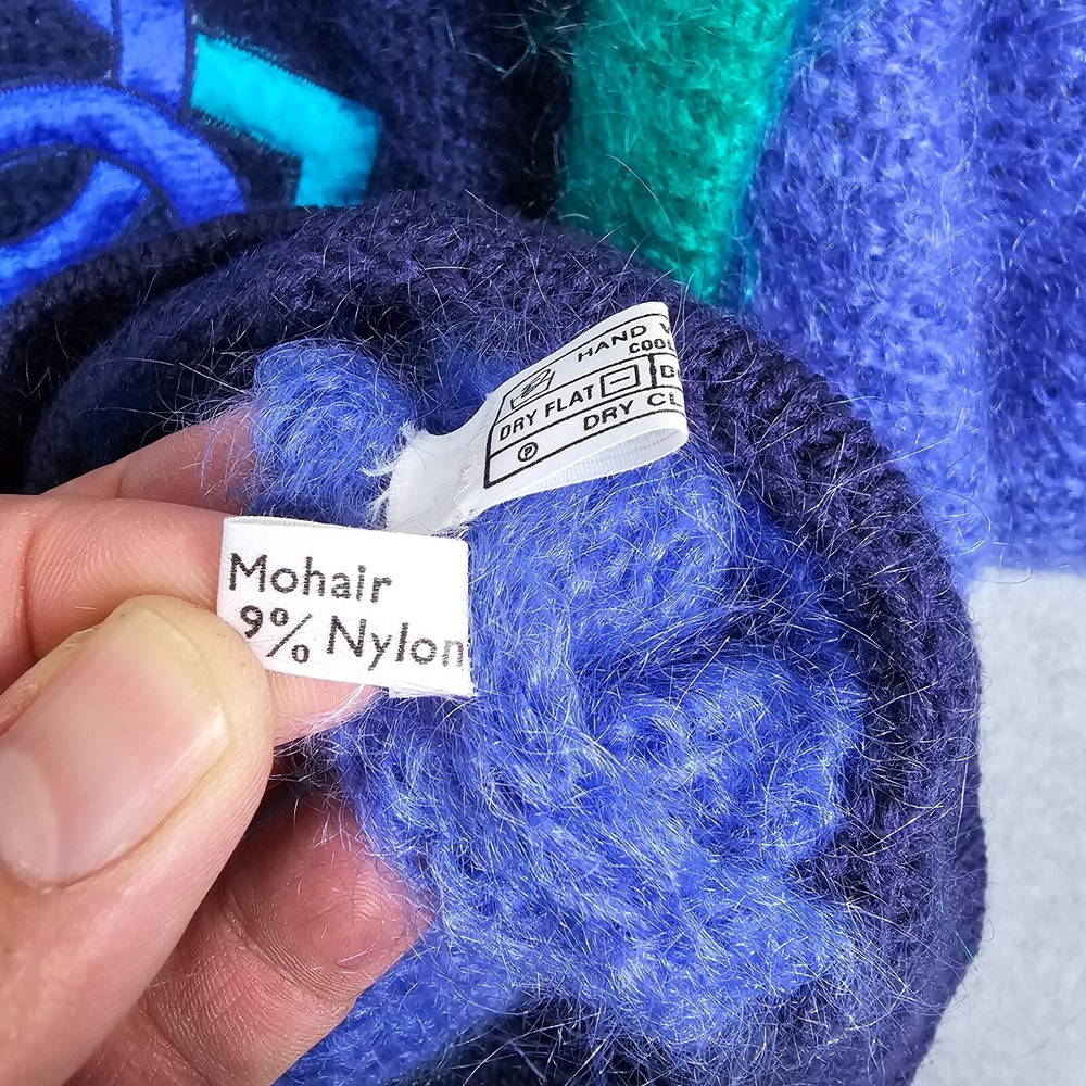 Vintage Blarney Woolen Mills Ireland Sweater Size L Mohair 80s Colorblock Fuzzy - Picture 5 of 14